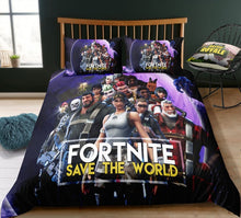 Load image into Gallery viewer, 3D Cartoon Bedding Suit Fortnites Quilt Cover Fortress Night Printed
